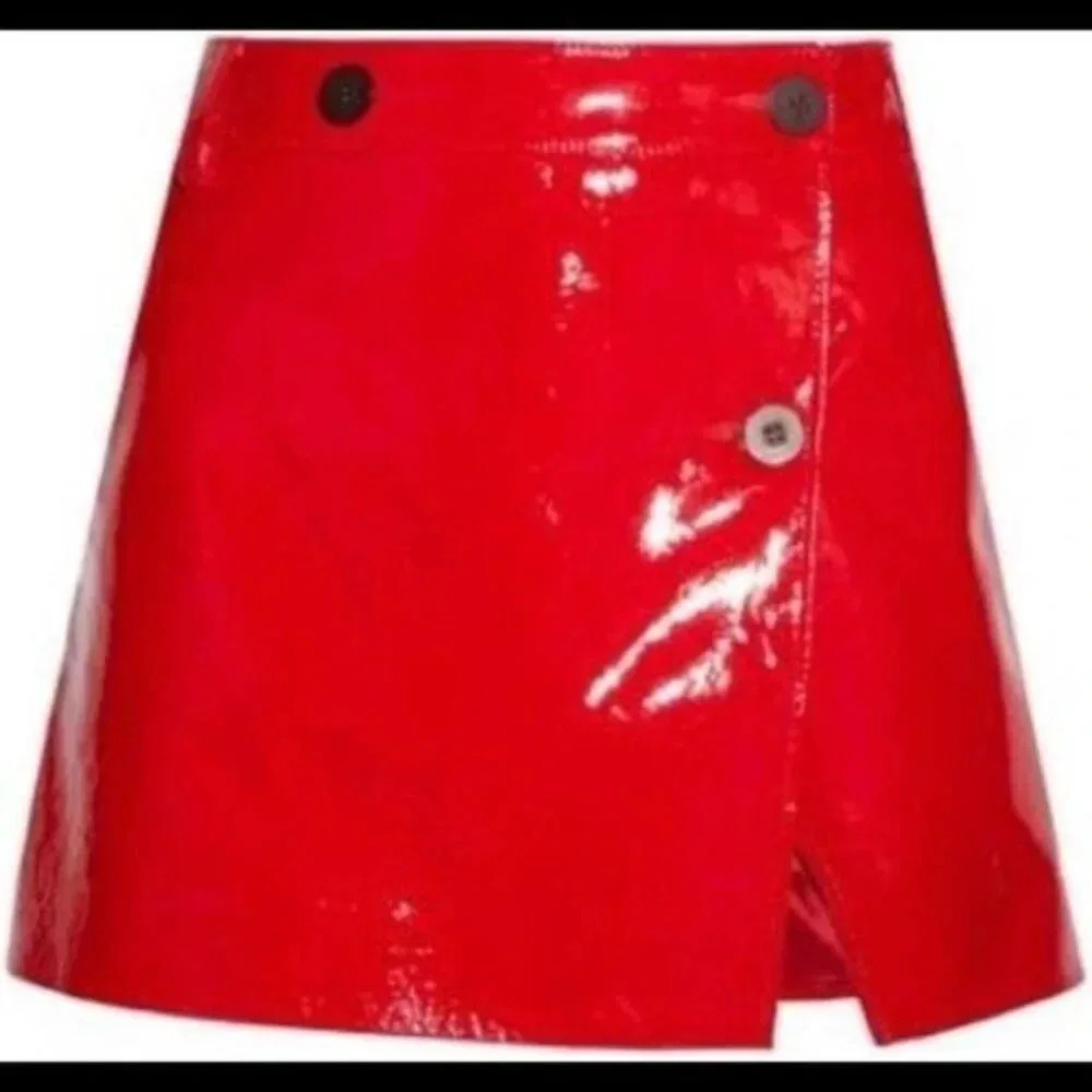 Top shop Unique Pleather Mini Skirt NWT - Picture 2 of 8